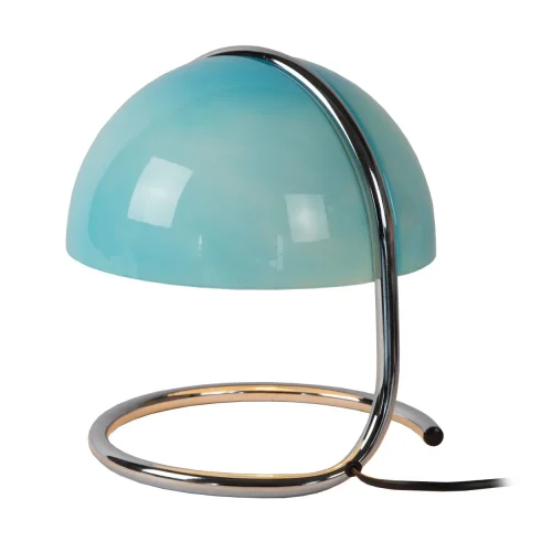Настольная лампа Cato 46516/01/35 Lucide синяя 1 лампа, основание хром металл в стиле винтаж  фото 3
