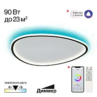 Люстра потолочная LED с пультом Trio CL215B261E Citilux белая на 1 лампу, основание чёрное в стиле современный с пультом