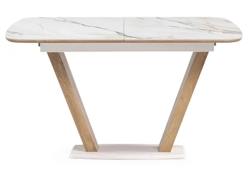 Керамический стол Петир 120(160)х80х75 gilt white / дуб монтана 588013 Woodville столешница белая мрамор из стекло фото 2