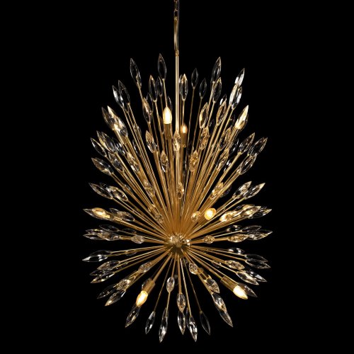 Люстра подвесная Splash 10418/12 LOFT IT прозрачная на 12 ламп, основание золотое в стиле современный капли ветви фото 4