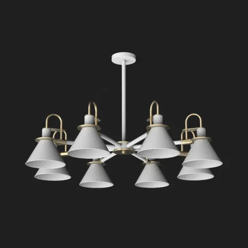 Люстра на штанге CODA D94 White 193072-26 ImperiumLoft белая на 8 ламп, основание белое в стиле современный 