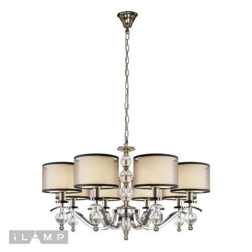 Люстра подвесная Malibu P2335-8 nic iLamp коричневая на 8 ламп, основание никель в стиле современный американский 