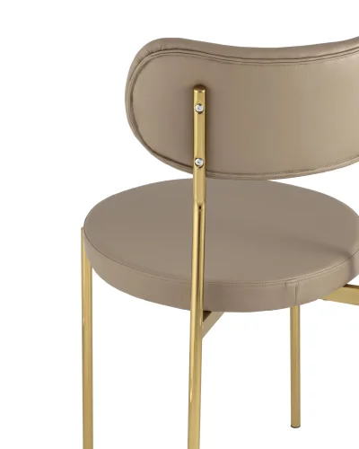 Стул обеденный Барбара, экокожа бежевая, золотые ножки УТ000028059 Stool Group, бежевый/экокожа, ножки/металл/золотой, размеры - ****485*535 фото 5