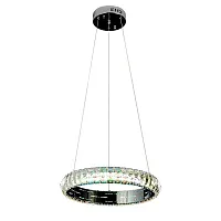 Люстра подвесная LED с пультом Aigo OML-03703-60 Omnilux прозрачная на 1 лампа, основание хром в стиле хай-тек с пультом кольца
