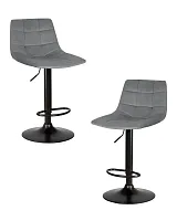 Стул барный набор 2 шт. SET-2 5017_BlackBase-LM TAILOR BLACK, цвет сиденья серый велюр (MJ9-75), цвет основания черный Dobrin, /велюр, ножки/металл/чёрный, размеры - 920*1130***470*490 Стул барный набор 2 шт. SET-2 5017_BlackBase-LM TAILOR BLACK, цвет сиденья серый велюр (MJ9-75), цвет основания черный Dobrin, /велюр, ножки/металл/чёрный, размеры - 920*1130***470*490