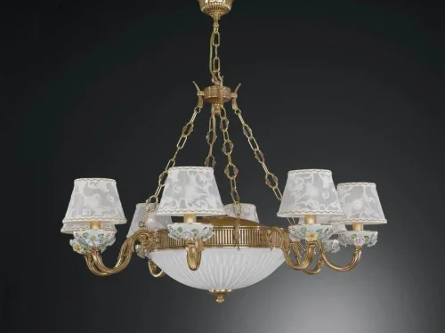 Люстра подвесная L 9100/8+3  Reccagni Angelo белая на 8 ламп, основание золотое в стиле классический 