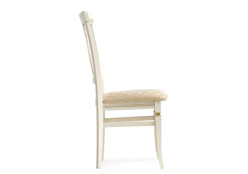 Деревянный стул Флавиан слоновая кость / золото 515976 Woodville, бежевый/ткань, ножки/массив бука дерево/белый, размеры - ****480*580 фото 3