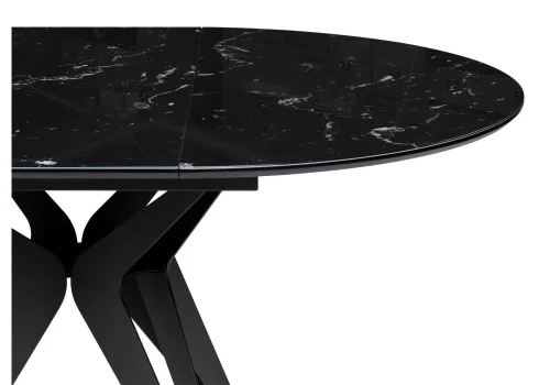 Стеклянный стол Рикла 110(150)х110х76 черный мрамор / черный 553566 Woodville столешница чёрная из стекло фото 4
