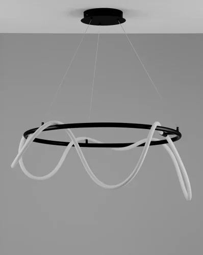 Люстра подвесная LED True V10687-PL Moderli белая на 1 лампа, основание чёрное в стиле минимализм хай-тек современный  фото 2