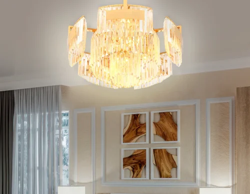 Люстра потолочная TR5093 Ambrella light прозрачная на 10 ламп, основание золотое в стиле современный классический  фото 3