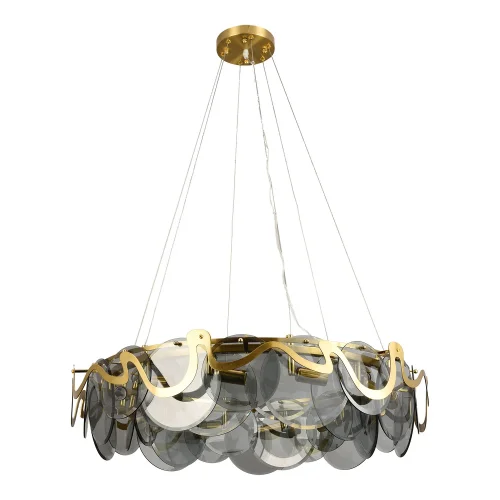 Люстра подвесная Lauderdale LSP-8599 Lussole белая на 10 ламп, основание матовое золото в стиле современный 