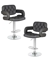 Стул барный набор 2 шт. SET-2 3460-LM TIESTO, цвет сиденья серый, цвет основания хром Dobrin, /экокожа, ножки/металл/хром, размеры - 950*1170***560*570
