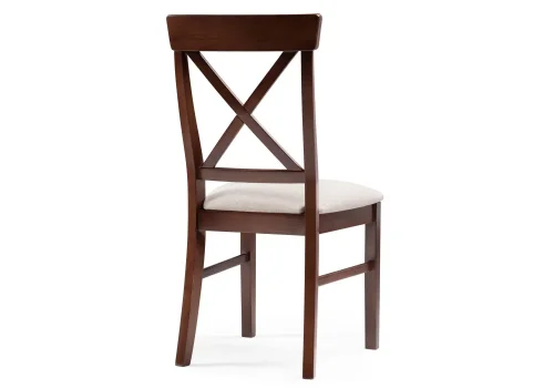 Деревянный стул Калатея вишня / ткань Р18 499598 Woodville, бежевый/ткань, ножки/массив бука дерево/вишня, размеры - ****460*550 фото 4