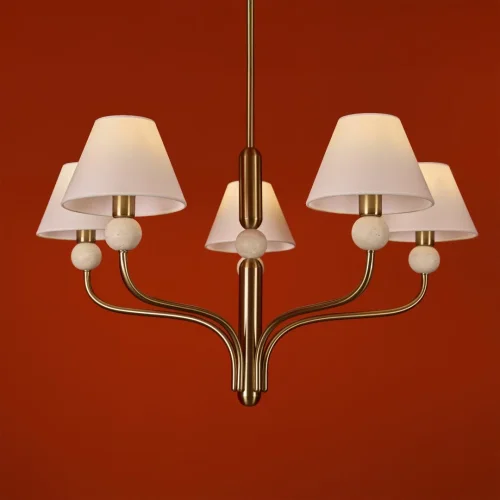 Люстра на штанге Aurelia FR2058PL-05BS Freya белая на 5 ламп, основание латунь в стиле классический американский кантри фото 12 Люстра на штанге Aurelia FR2058PL-05BS Freya белая на 5 ламп, основание латунь в стиле классический американский кантри фото 12