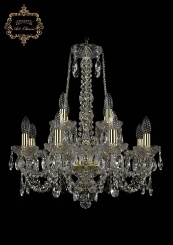 Люстра подвесная хрустальная 11.11.8+4.195.h-63.Gd.Sp Bohemia Art Classic прозрачная на 12 ламп, основание золотое в стиле классический 
