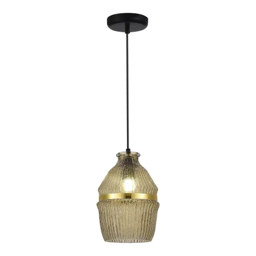 Светильник подвесной Cocoon SL1661.403.01 ST-Luce янтарный на 1 лампу, основание чёрное в стиле арт-деко 