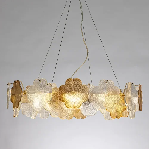 Люстра подвесная Mallika A4077SP-10GO Arte Lamp янтарная прозрачная на 10 ламп, основание золотое в стиле современный флористика  фото 2