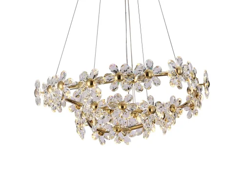 Люстра подвесная LED 8330/70 Newport прозрачная на 1 лампа, основание золотое в стиле флористика современный  фото 2