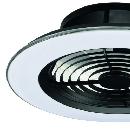 Люстра с вентилятором LED с пультом Alisio 7800 Mantra белая на 1 лампа, основание чёрное в стиле современный хай-тек с пультом фото 3