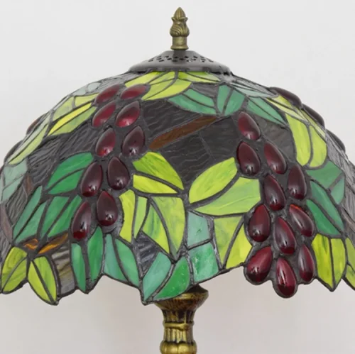Настольная лампа Тиффани Grape OFT830 Tiffany Lighting разноцветная красная зелёная 1 лампа, основание коричневое металл в стиле тиффани виноград фото 5