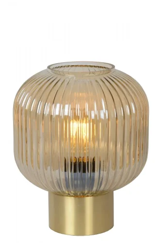 Настольная лампа Maloto 45586/20/62 Lucide янтарная 1 лампа, основание матовое золото металл в стиле современный 