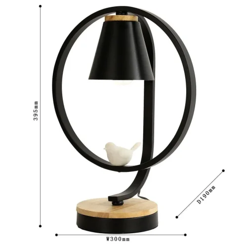 Настольная лампа Uccello 2938-1T F-promo чёрная 1 лампа, основание чёрное дерево металл в стиле кантри птички фото 2