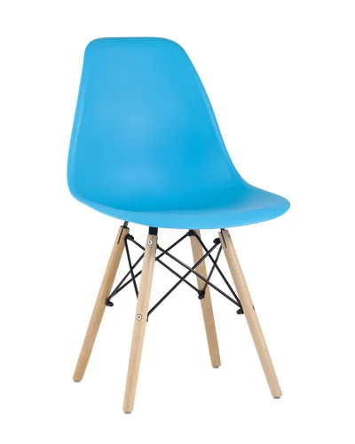 Стул EAMES, бирюзовый, 4шт./уп. (набор) УТ000003476 Stool Group, голубой/пластик, ножки/дерево/коричневый, размеры - ****460*530