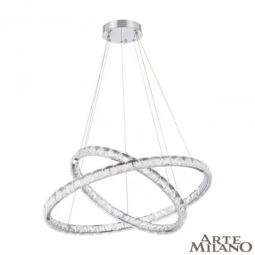 Люстра подвесная LED с пультом AM-Venezia 311311/D800-D600 NI Arte Milano прозрачная на 1 лампу, основание никель в стиле современный кольца с пультом фото 2