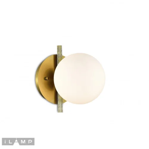 Бра Golden W2134-1 BR iLamp белый на 1 лампа, основание латунь в стиле современный 