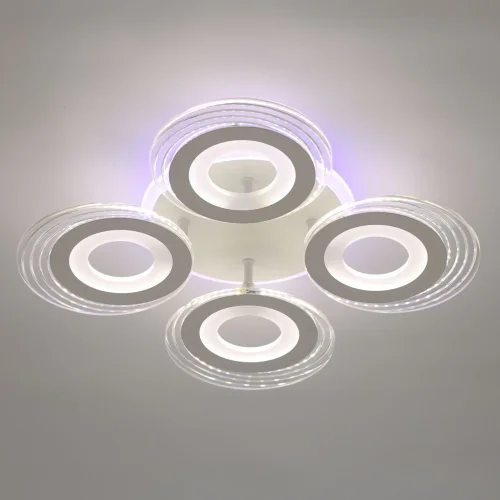 Люстра потолочная LED с пультом Мадлен 424013605 DeMarkt белая на 1 лампа, основание белое в стиле хай-тек с пультом кольца фото 2