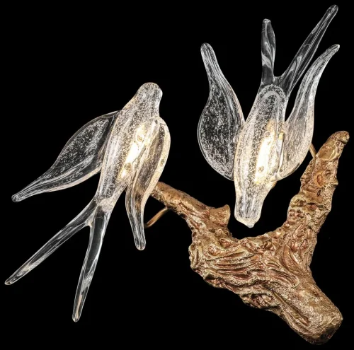 Бра LED Viviana WE183.02.501 Wertmark прозрачный на 2 лампы, основание медь в стиле арт-деко современный птички