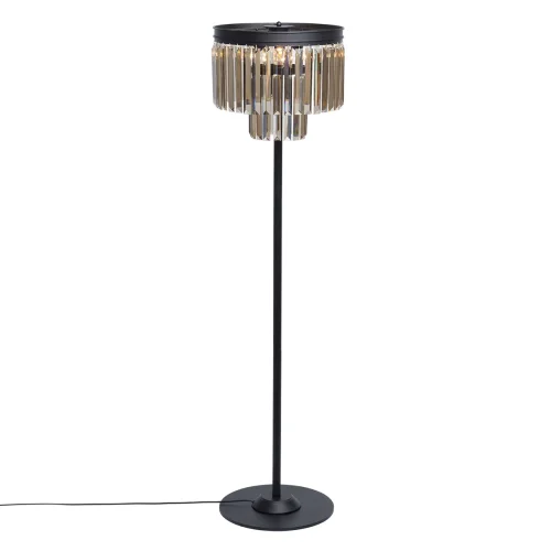 Торшер V5148-1/3P Vitaluce  янтарный 3 лампы, основание чёрное в стиле классический современный
