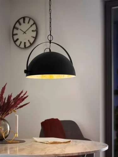 Светильник подвесной лофт Covaleda 43353 Eglo золотой чёрный 1 лампа, основание чёрное в стиле лофт  фото 2