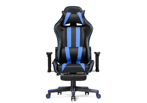 Компьютерное кресло Corvet black / blue 15465 Woodville, синий чёрный/искусственная кожа, ножки/пластик/чёрный, размеры - *1350***540* фото 3