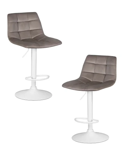 Стул барный набор 2 шт. SET-2 5017_WhiteBase-LM TAILOR WHITE, цвет сиденья серый велюр (MJ9-75), цвет основания белый Dobrin, /велюр, ножки/металл/белый, размеры - 920*1130***470*490 Стул барный набор 2 шт. SET-2 5017_WhiteBase-LM TAILOR WHITE, цвет сиденья серый велюр (MJ9-75), цвет основания белый Dobrin, /велюр, ножки/металл/белый, размеры - 920*1130***470*490