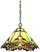 Люстра подвесная Тиффани 863-826-01 Velante разноцветная на 1 лампа, основание бронзовое коричневое в стиле тиффани орнамент