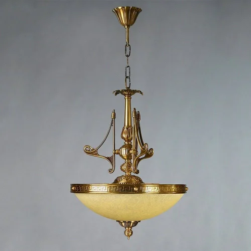 Люстра подвесная  TENERIFE 02166 AB AMBIENTE by BRIZZI бежевая на 5 ламп, основание бронзовое в стиле классический 