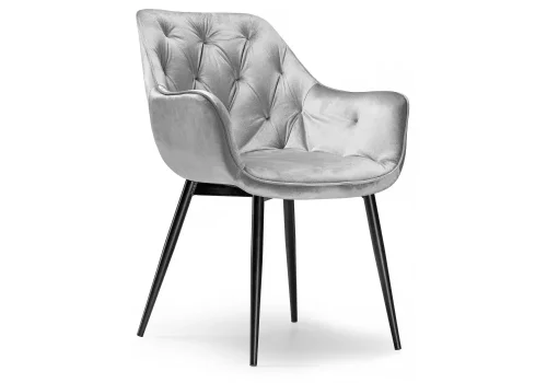 Стул на металлокаркасе Remo light gray 11940 Woodville, серый/велюр, ножки/металл/чёрный, размеры - ****600*660