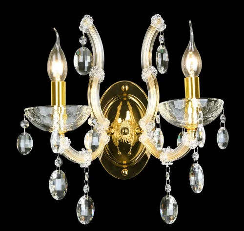 Бра HOLLYWOOD AP2 GOLD Crystal Lux без плафона на 2 лампы, основание прозрачное золотое в стиле классический фото 2