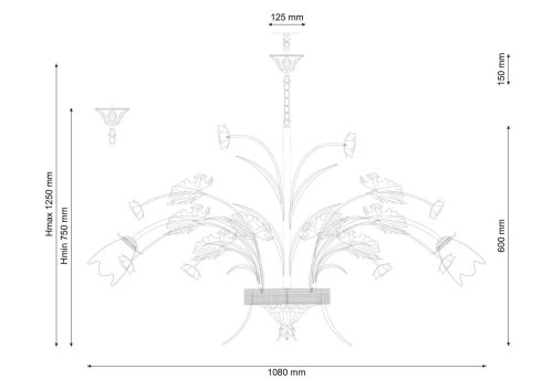 Люстра подвесная Fiori di rose 1760.12 Lucia Tucci белая на 12 ламп, основание разноцветное золотое в стиле прованс флористика фото 2