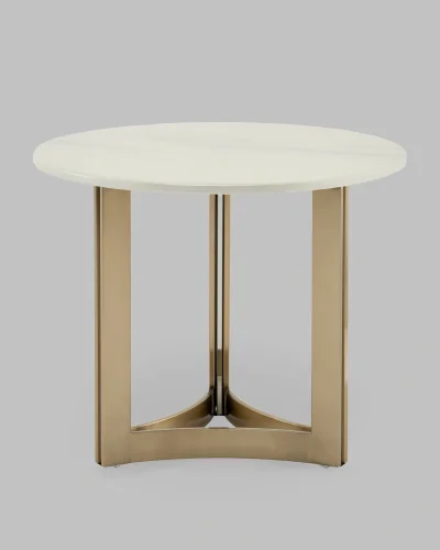 Журнальный столик Кассия 60*60, светлая керамика, сталь шампань УТ000041499 Stool Group столешница белая из мрамор фото 2