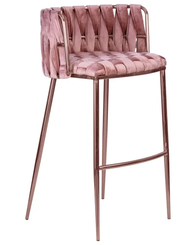 Стул барный 1538_RoseGold-LMN EMMA ROSE GOLD, цвет сиденья розовый велюр (VF-10), цвет основания розовое золото Dobrin, розовый/велюр, ножки/металл/розовый, размеры - ****510*500 фото 2