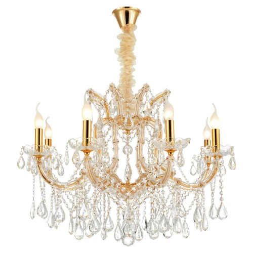 Люстра подвесная Yuma LSP-8134 Lussole прозрачная на 8 ламп, основание золотое в стиле классический 