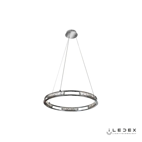 Светильник подвесной LED с пультом Crystal 16364/600 CR iLedex хром 1 лампа, основание хром в стиле современный хай-тек с пультом кольца фото 2