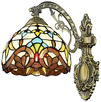 Бра Тиффани 830-801-01 Velante разноцветный 1 лампа, основание коричневое бронзовое в стиле тиффани орнамент цветы