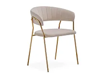 Стул на металлокаркасе Kamelia 1 beige / gold 15469 Woodville, бежевый/велюр, ножки/металл/золотой, размеры - ****600*520