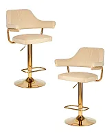 Стул барный набор 2 шт. SET-2 5019_Golden-LM, цвет сиденья бежевый велюр (MJ9-10), цвет основания золото Dobrin, /велюр, ножки/металл/золотой, размеры - 990*1200***610*540
