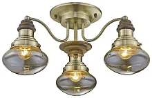 Люстра потолочная 306-507-03 Velante бронзовая прозрачная на 3 лампы, основание коричневое бронзовое в стиле кантри 
