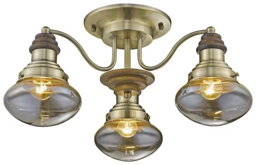 Люстра потолочная 306-507-03 Velante бронзовая прозрачная на 3 лампы, основание коричневое бронзовое в стиле кантри 