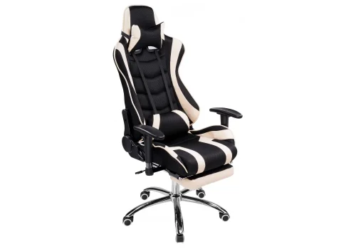 Кресло игровое Kano 1 cream / black 11908 Woodville, бежевый/искусственная кожа ткань, ножки/металл/хром, размеры - *1370***660*700 фото 2